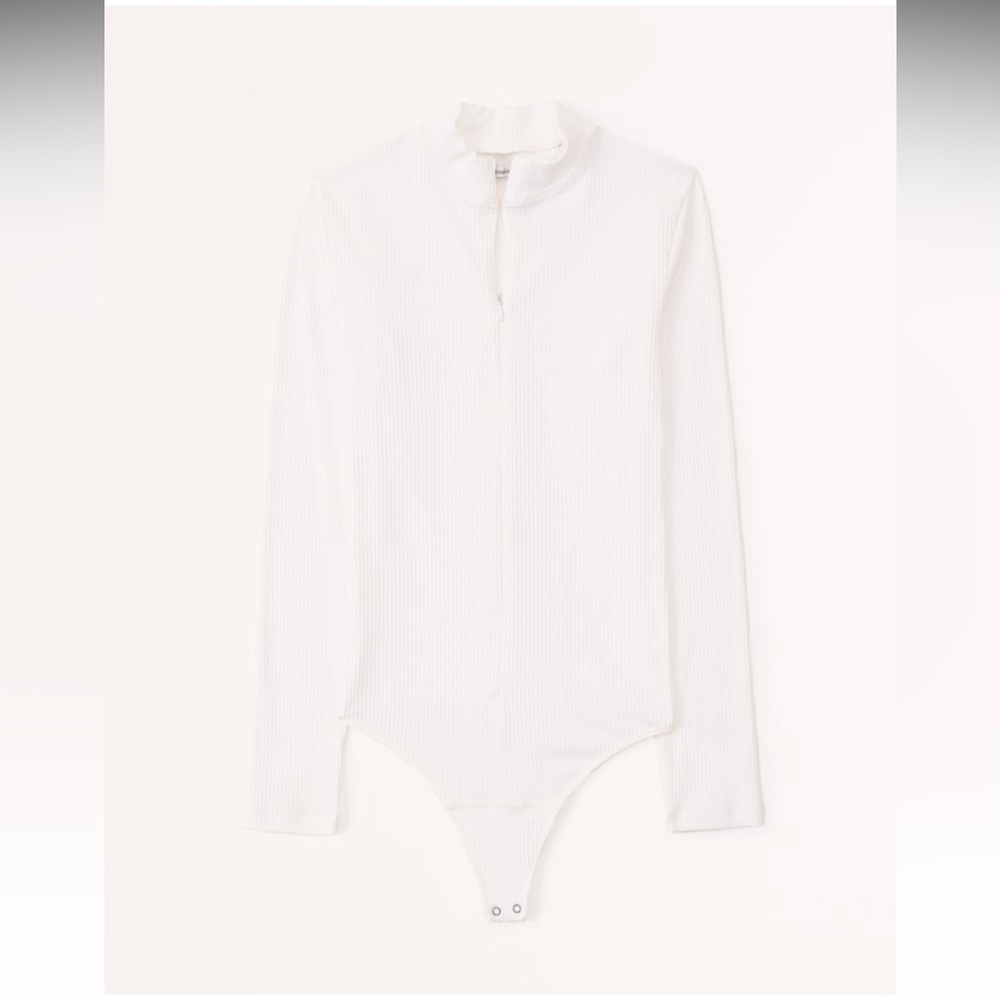 Abercrombie Women’s Long-Sleeve Zip-Up Bodysuit (Color: White)